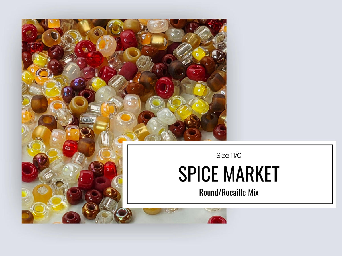 The image is a collage of various colorful beads, including clear, gold, and multicolored beads, arranged in a visually appealing manner.