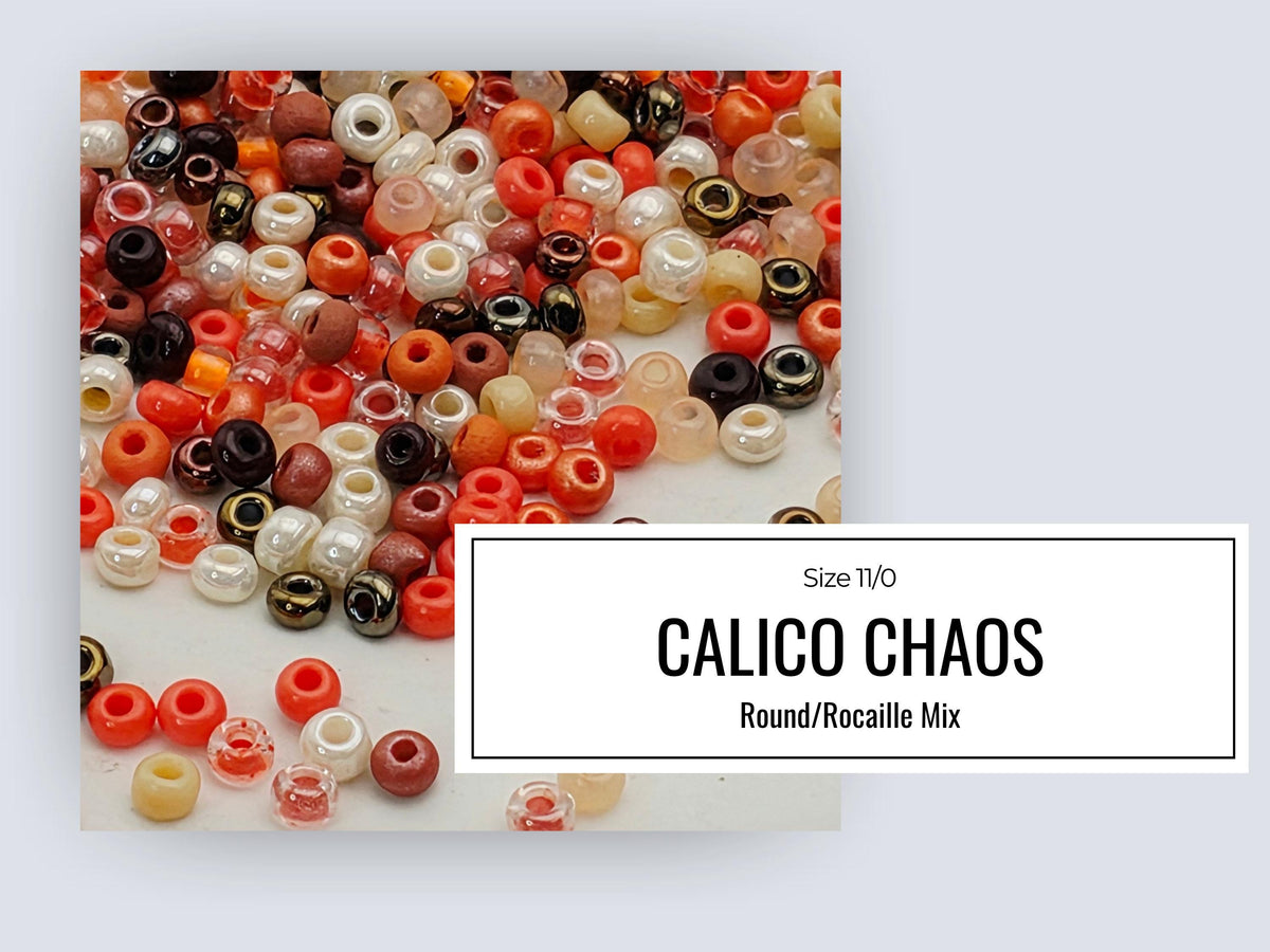 The image is a collage of various colorful beads, including round and rocaille beads, arranged in a visually appealing manner.