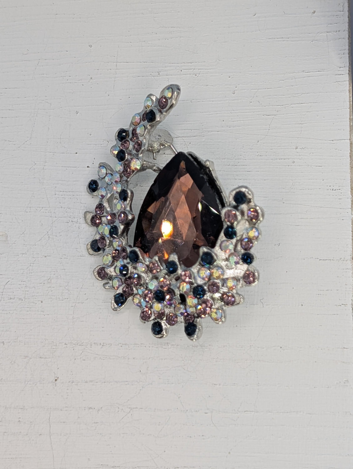 Amethyst Stone Pin, Floral Brooch - Silver-Plated | Hand-Finished