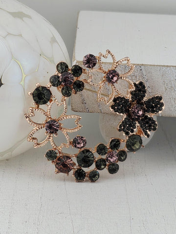 Rose Gold Floral Wreath Brooch