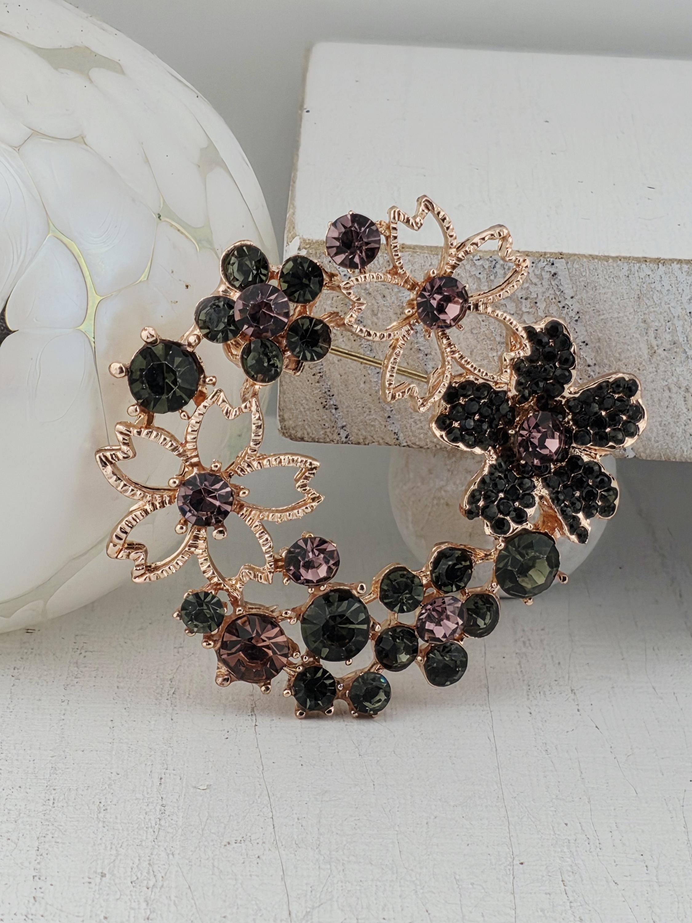 Rose Gold Floral Wreath Brooch