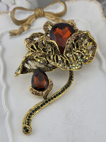 Topaz Pendant: Floral Design with Gold Plating (Large, Radiant Glow)