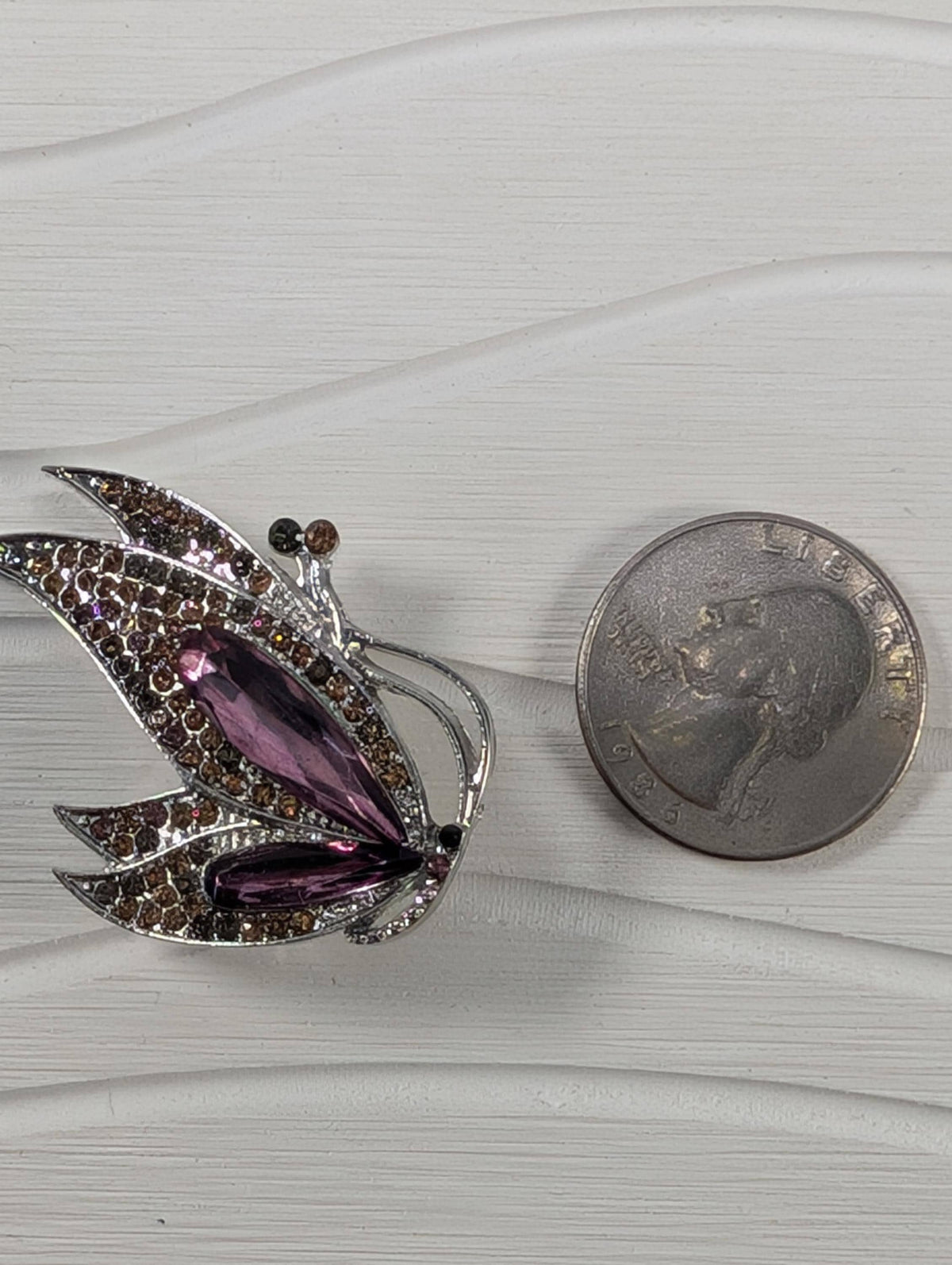 Purple Topaz Brooch Pin, Silver Plated | Genuine Gem, Secure Clasp
