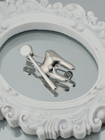 Silver Tooth Brooch, Elegant Dental Pin | High Quality Silver | 20x30mm