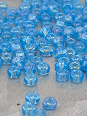 Transparent Sky Blue Rainbow Size 6/0 Seed Beads - Preciosa Ornela Czech Glass, 15g Pack - Bead Weaving, Embroidery & DIY Jewelry
