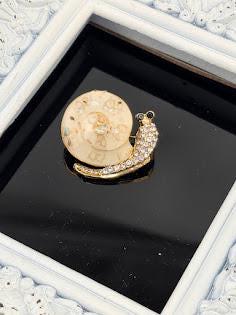 Blonde Snail Pendant, Rhinestone Detail | Garden Charm, Nature Lover Gift