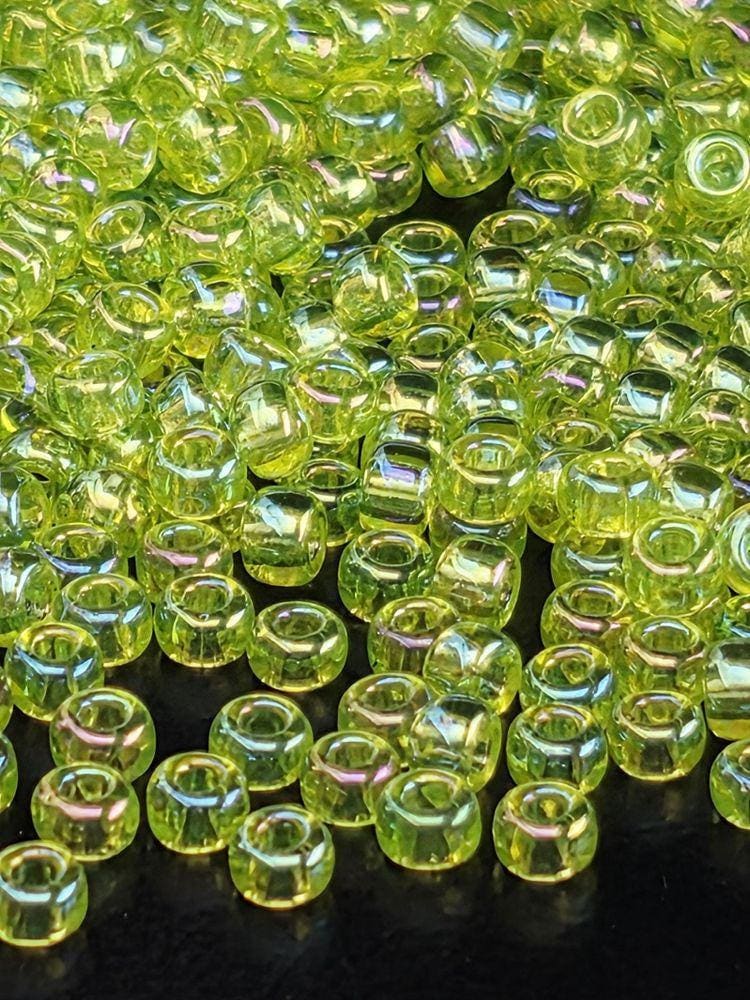 Miyuki Rocaille Size 8 | Lime Green Translucent Rainbow | 20g Pkg