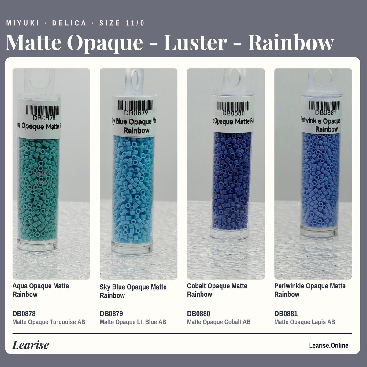 Miyuki Delica Seed Beads, Matte Tile Finish | Size 11/0 | 7g Package