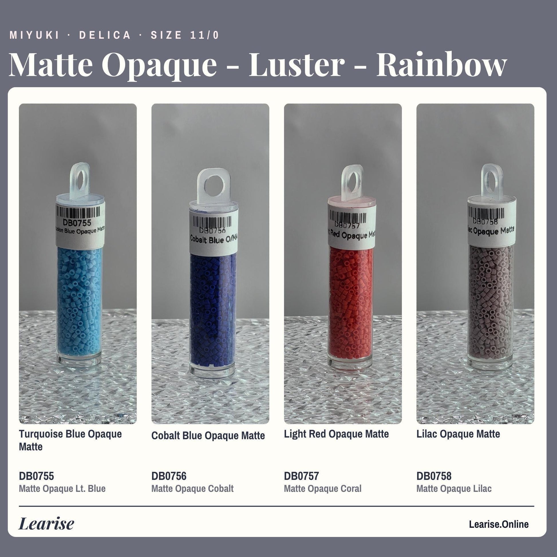 Miyuki Delica Seed Beads, Matte Tile Finish | Size 11/0 | 7g Package