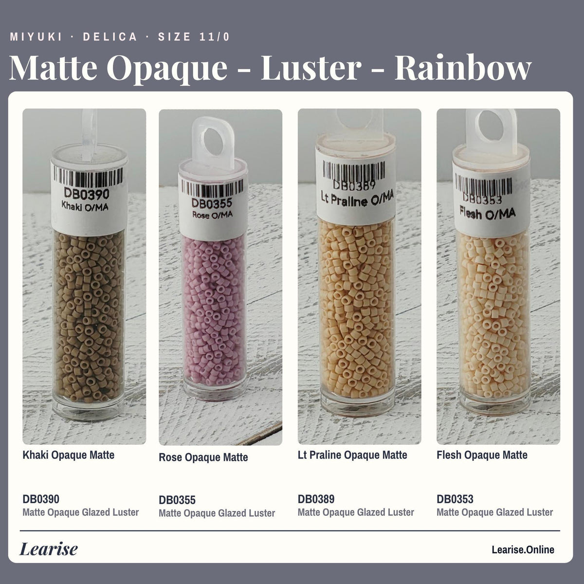 Miyuki Delica Seed Beads, Matte Tile Finish | Size 11/0 | 7g Package