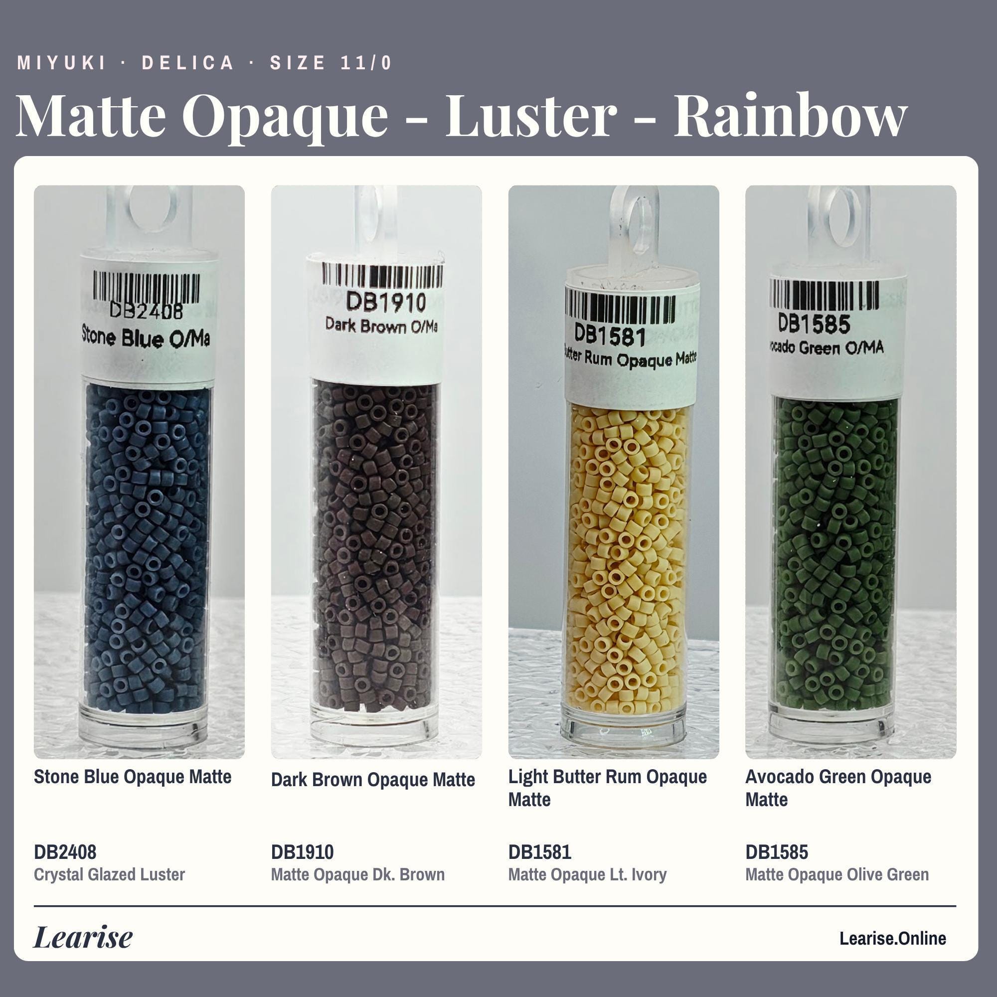 Miyuki Delica Seed Beads, Matte Tile Finish | Size 11/0 | 7g Package