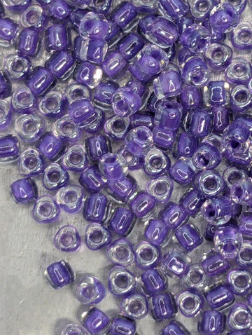 Crystal/Purple Inside Color Lined | Triangle Size 8/0 | Miyuki | 15g Pkg