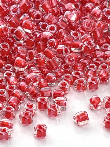 Crystal/Red Inside Color Lined | Triangle Size 10/0 | Miyuki | 15g Pkg