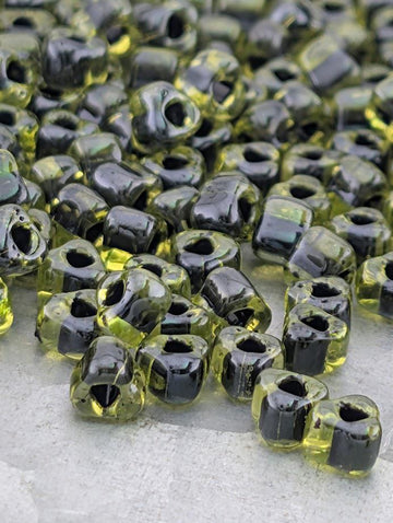 Peridot/Black Inside Color Lined | Triangle Size 5/0 | Miyuki | 15g Pkg