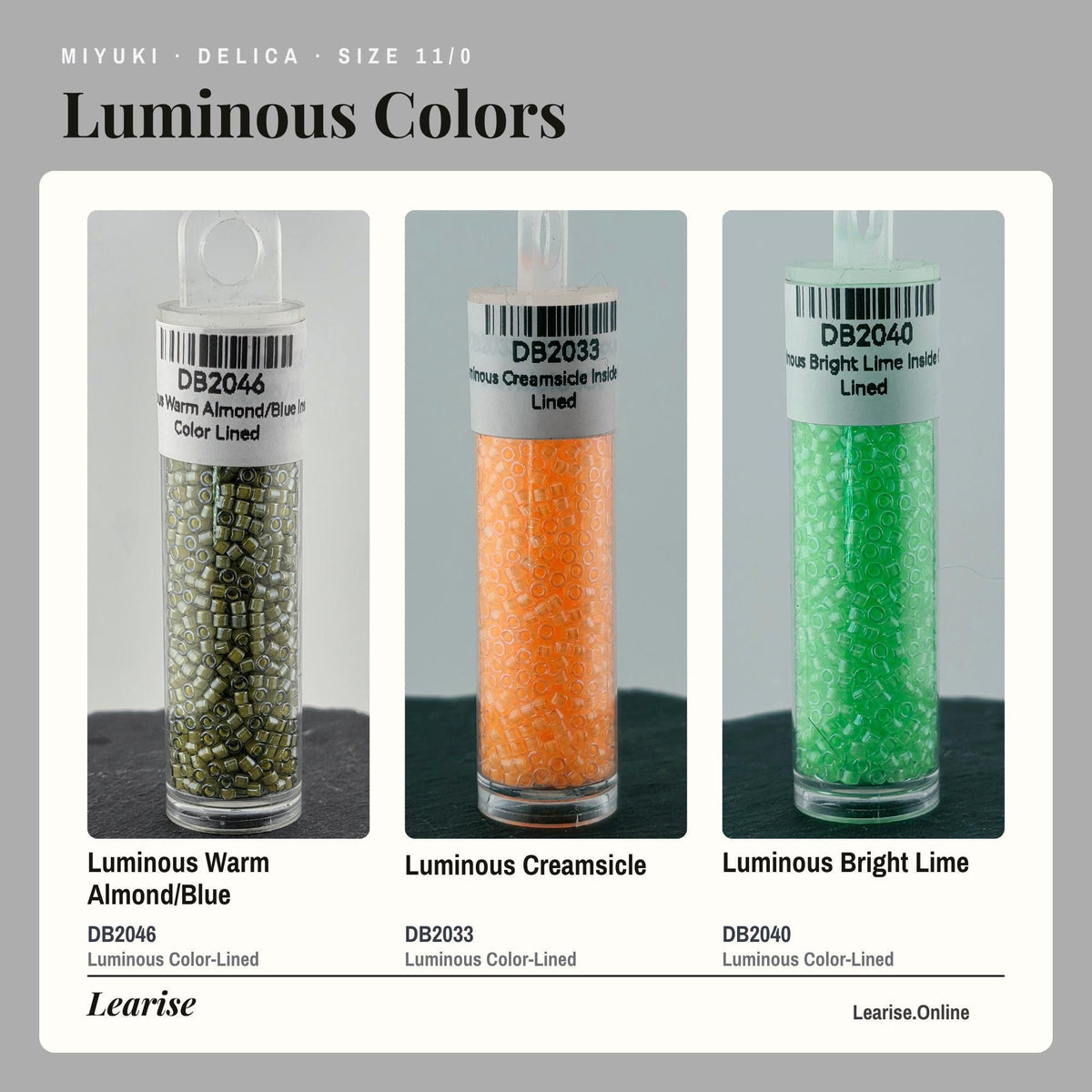 Miyuki Delica Seed Beads, Size 11/0 | Neon Inspired - Glass Cylinder Beads (7g Tube)