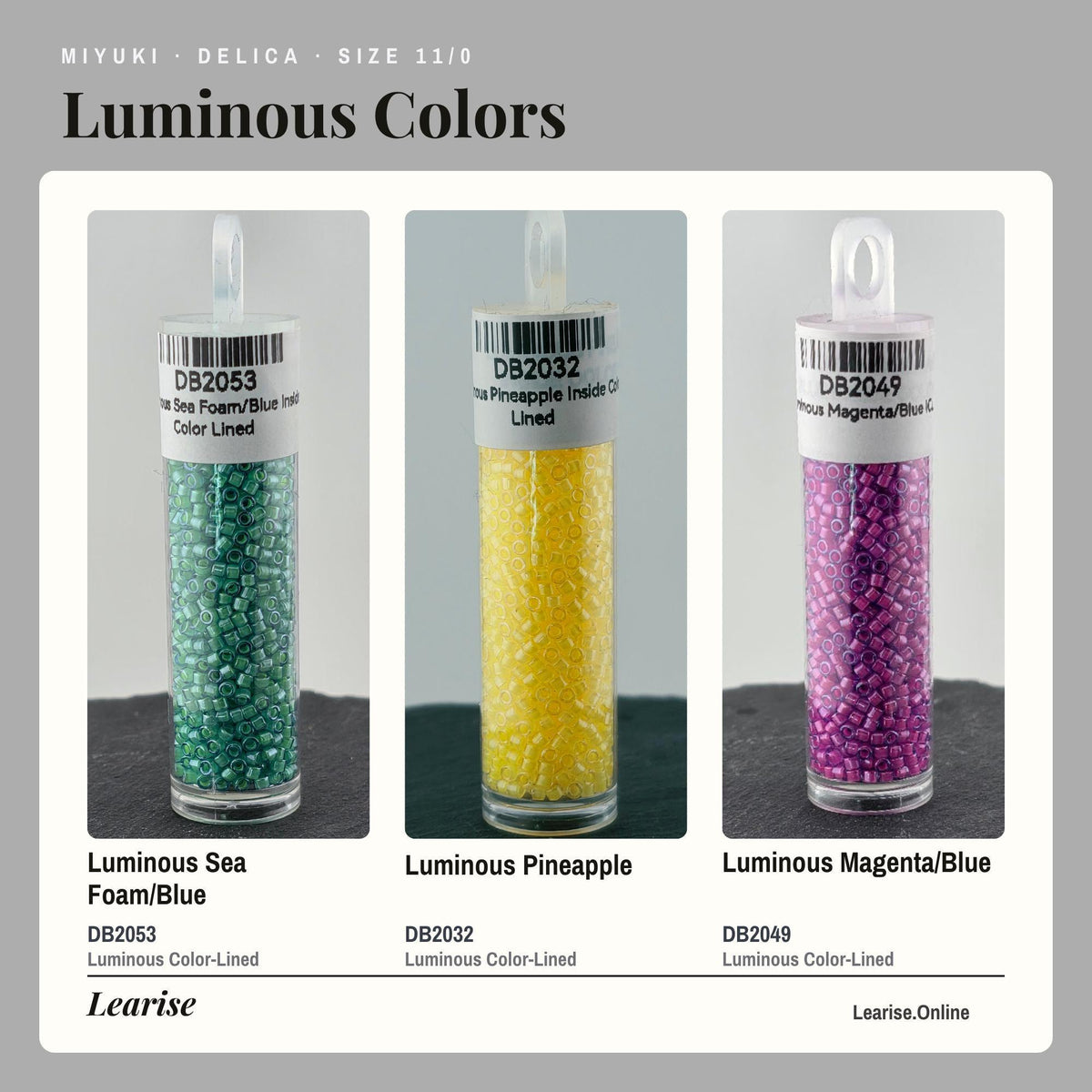 Miyuki Delica Seed Beads, Size 11/0 | Neon Inspired - Glass Cylinder Beads (7g Tube)
