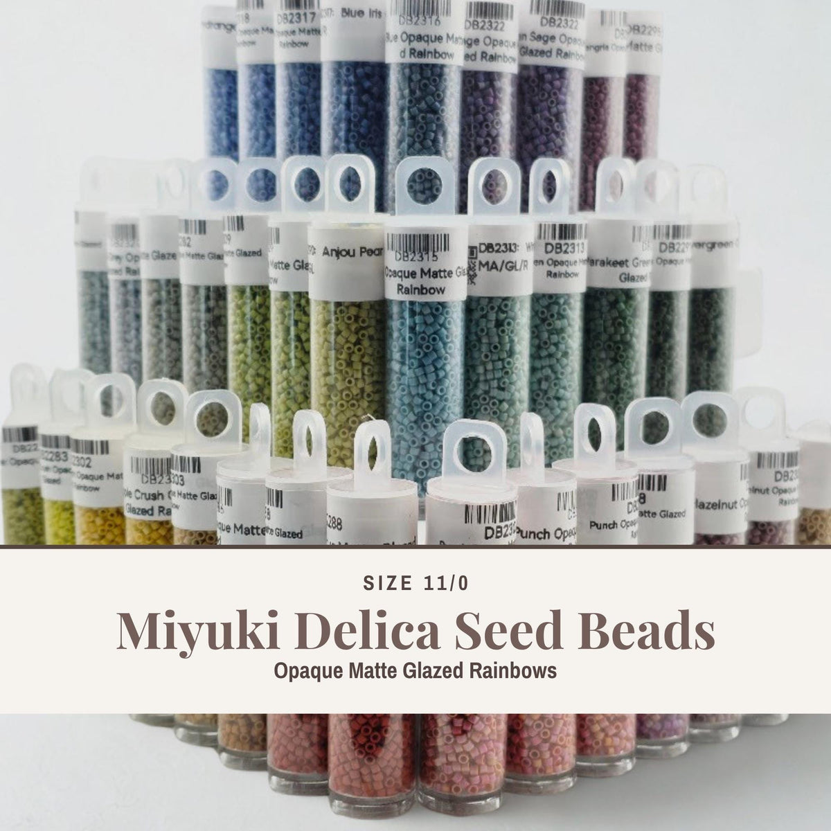 Opaque Matte Glazed Rainbow Miyuki Delica | Size 11/0 Peyote Stitch Beads, 7g Package