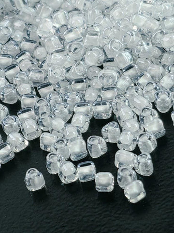 Crystal/White Inside Color Lined | Triangle Size 8/0 | Miyuki | 15g Pkg