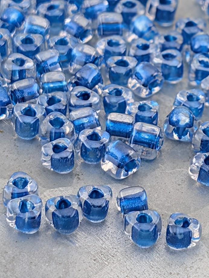 Miyuki Triangle Beads, Crystal Bright Blue Inside Color Lined | Sparkle Glass | 15g Pack