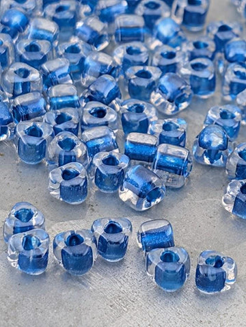 Miyuki Triangle Beads, Crystal Bright Blue Inside Color Lined | Sparkle Glass | 15g Pack