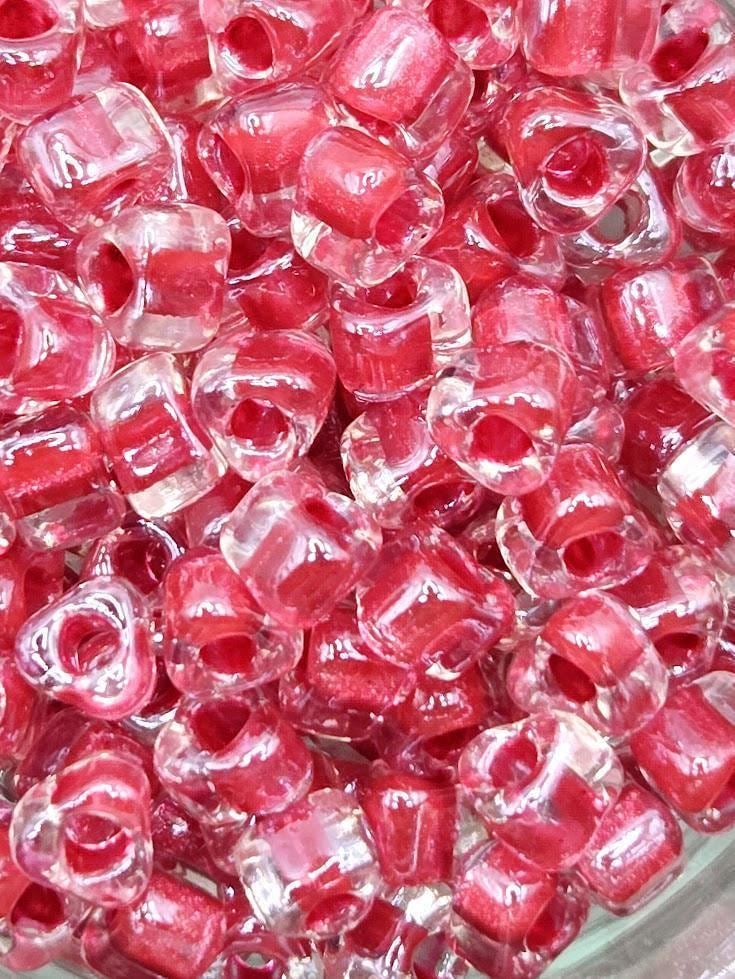 Miyuki Triangle Beads, Crystal Dark Rose Inside Color Lined | 5/0 | 15g