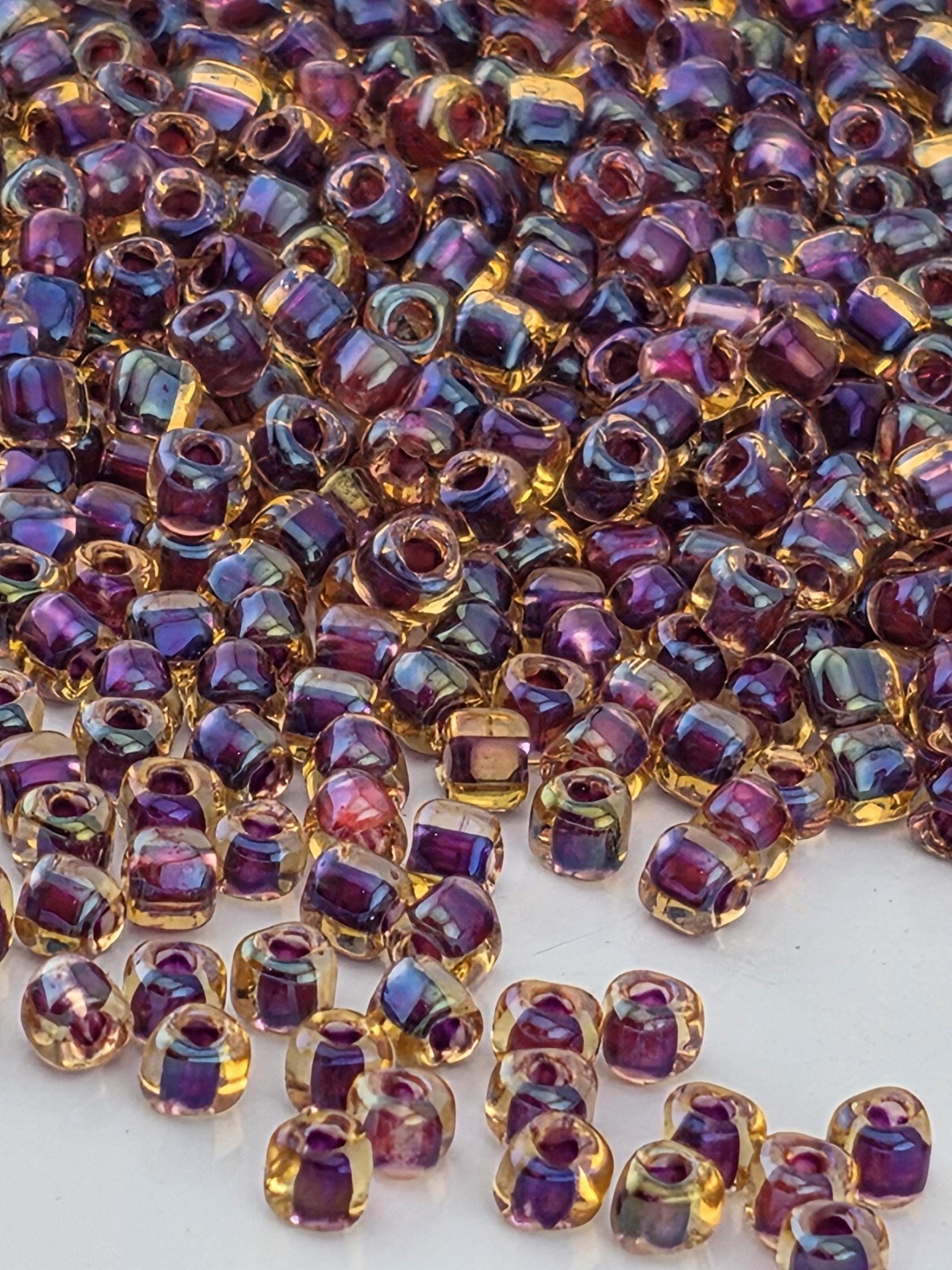 Amber/Amethyst Inside Color Lined | Triangle Size 10/0 | Miyuki | 15g Pkg