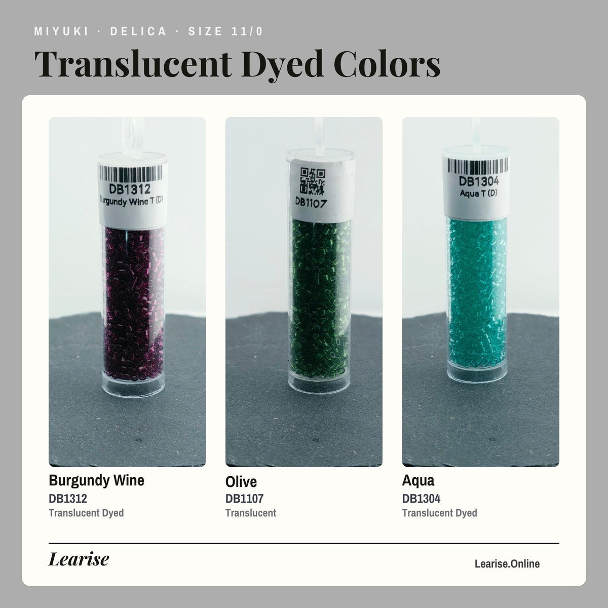 Transparent Dyed Miyuki Delica Beads, Size 11/0 | 7g | Precision Weaving