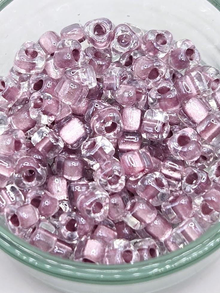 Miyuki Triangle Beads, Crystal Amethyst Inside Color Lined | 5/0 Size | 15g Pack