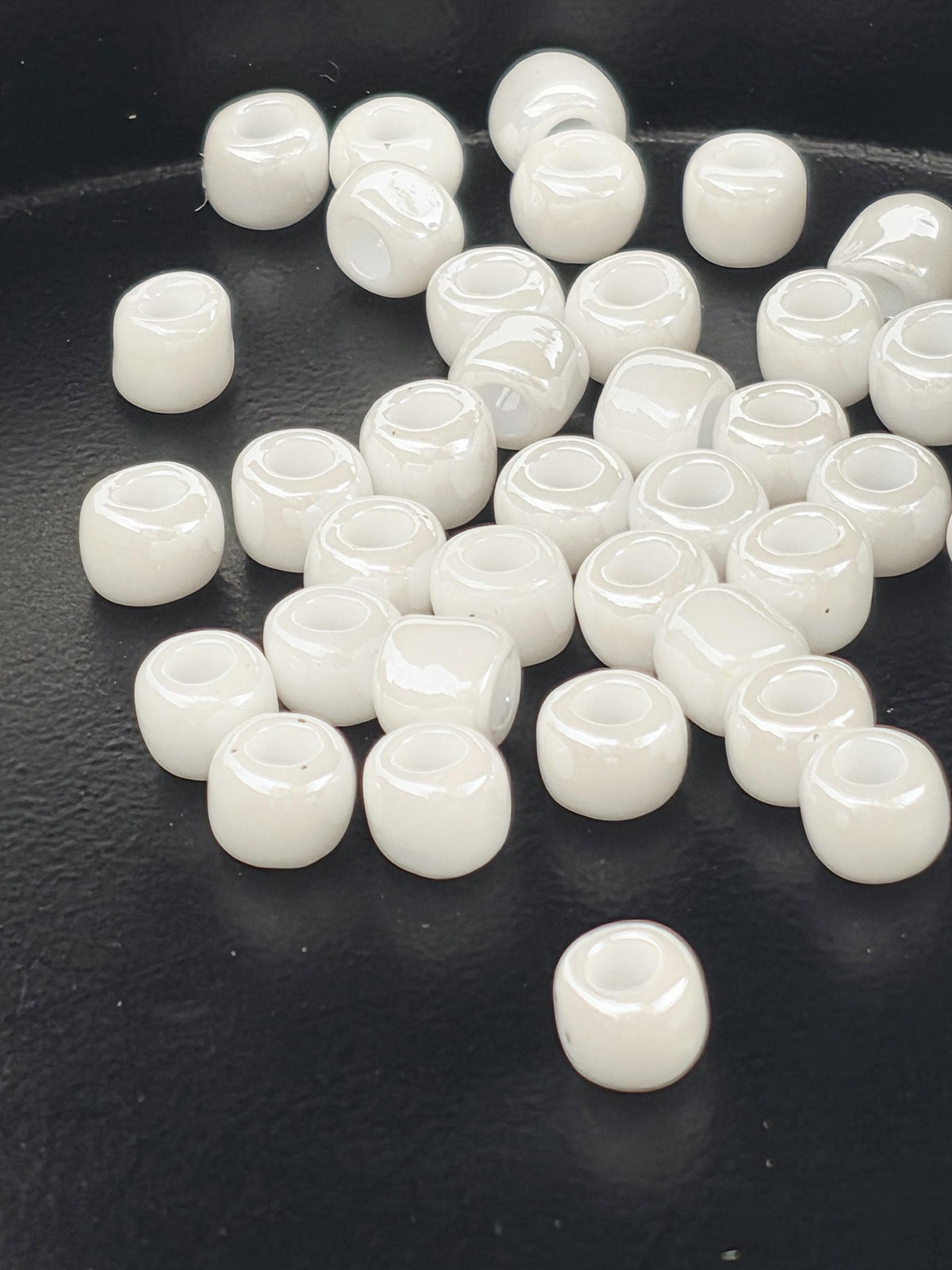 TOHO Round 3/0 Tube Beads, Opaque-Lustered White | 2.5" | Heavy Cord