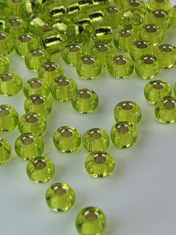Lime Green Transparent Silver Lined Rocaille | 6/0 | Miyuki - 15g pkg