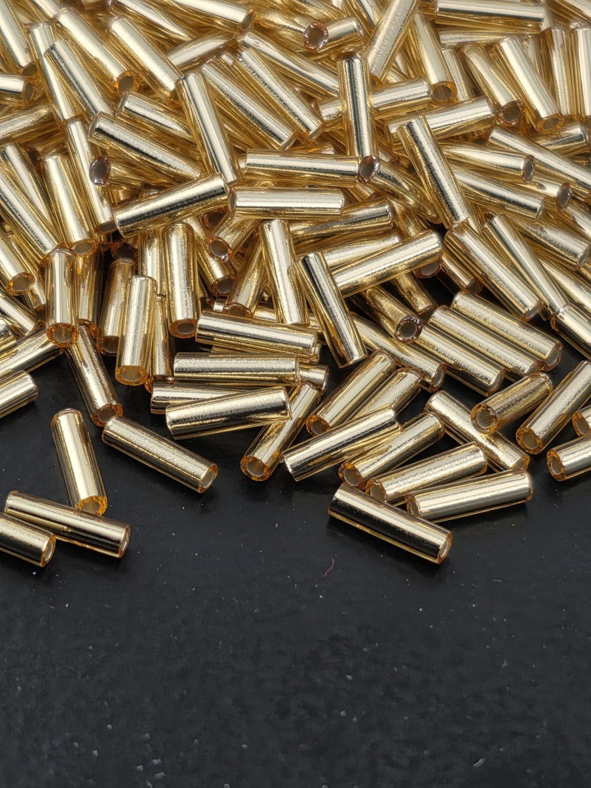 Miyuki Bugles 6MM Gold Translucent Silver-Lined Size 6mm