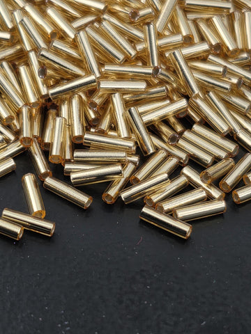 Miyuki Bugles 6MM Gold Translucent Silver-Lined Size 6mm