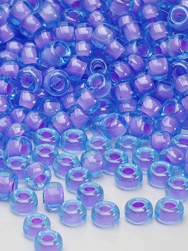 Miyuki Rocaille Size 8 | Blue/Lavender Inside Color Lined | 20g Pkg