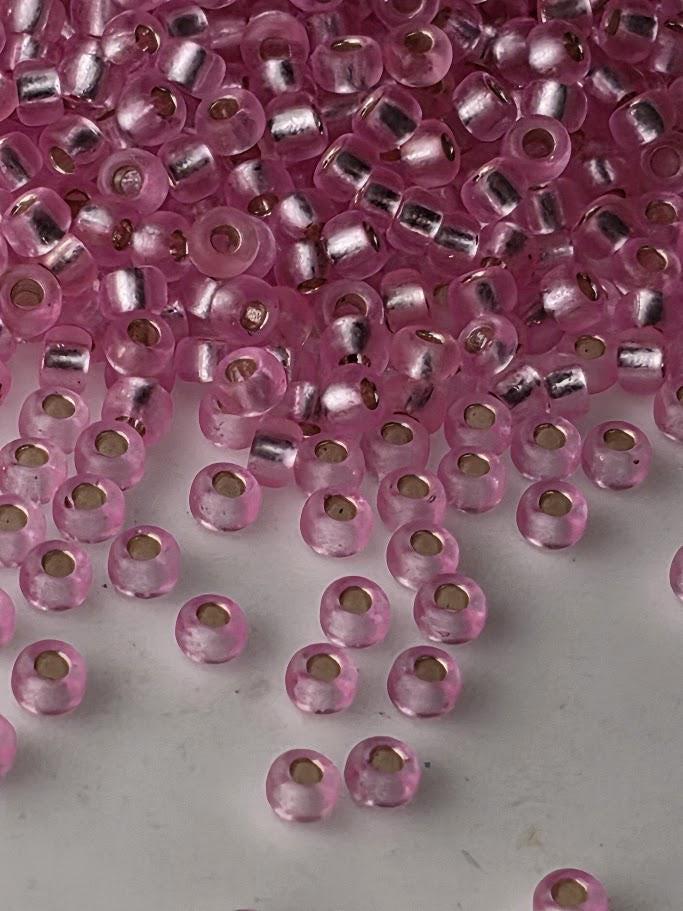 Pink Translucent Silver-Lined Miyuki Rocailles | Size 11 | 20g