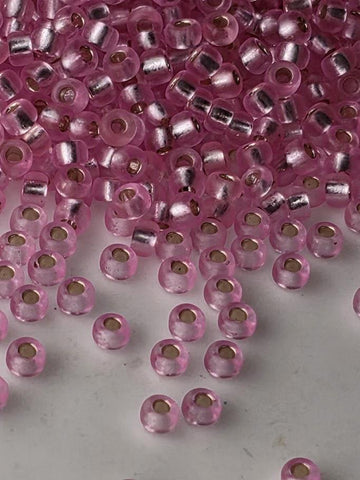 Pink Translucent Silver-Lined Miyuki Rocailles | Size 11 | 20g
