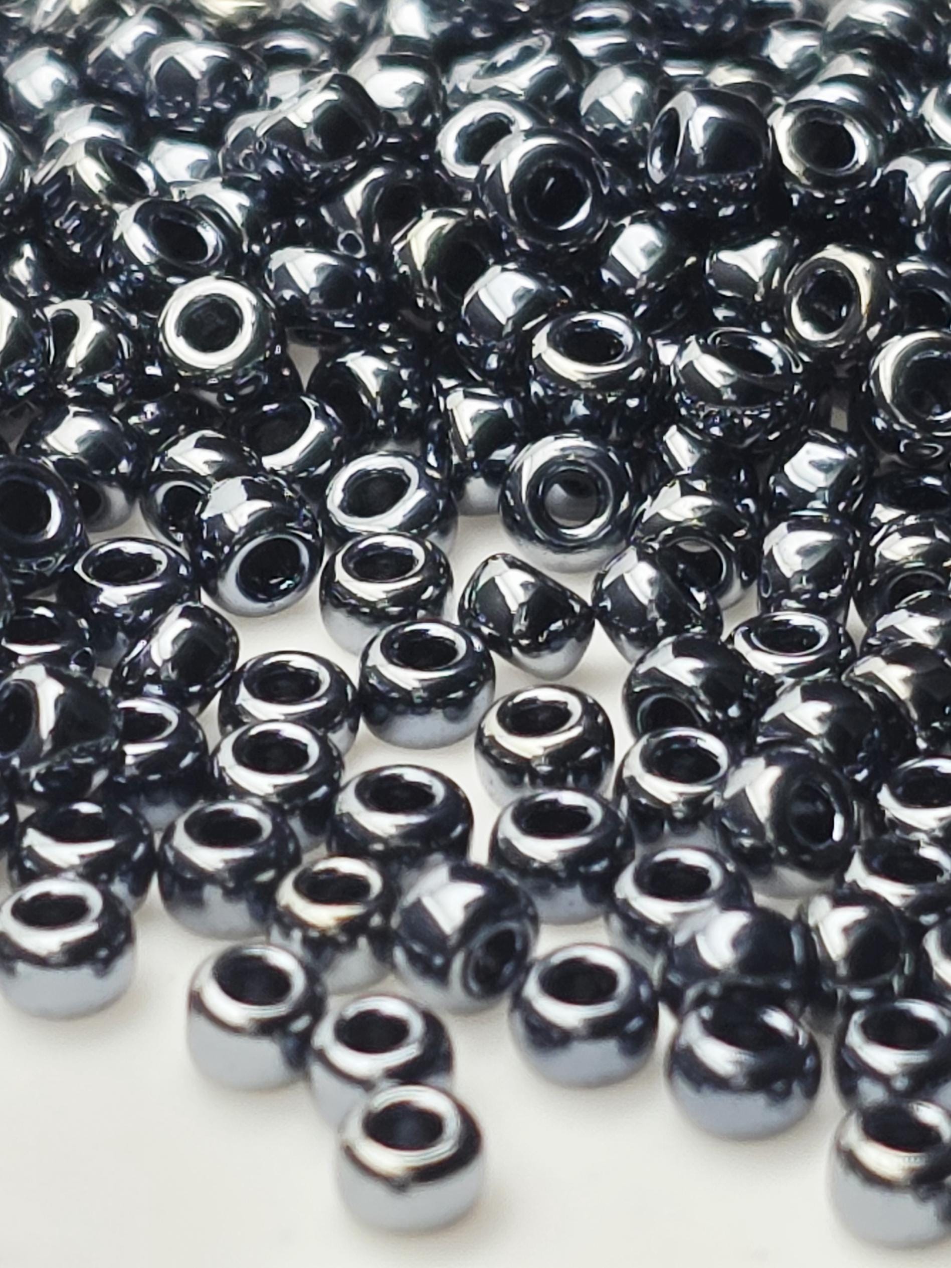 Hematite Metallic Miyuki Rocaille Size 8/0 (20g pkg)