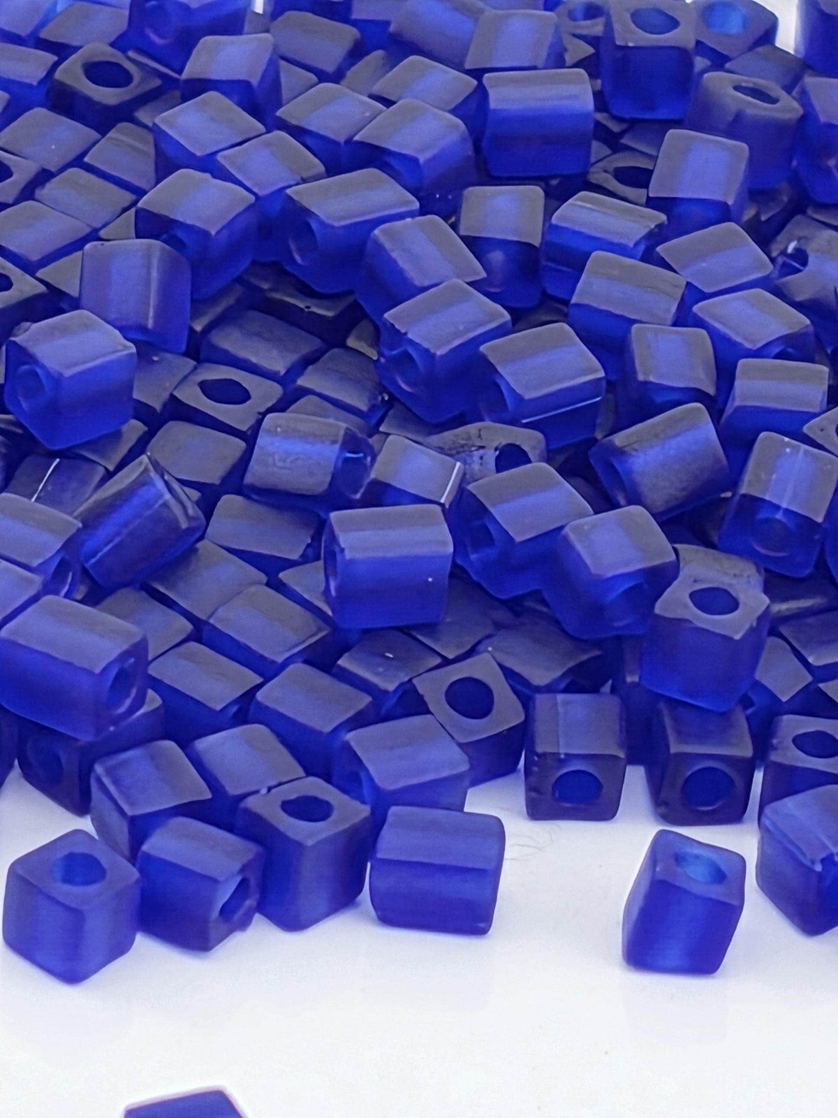 Miyuki Cobalt Blue Square Beads Matte Translucent (3mm, 15g)