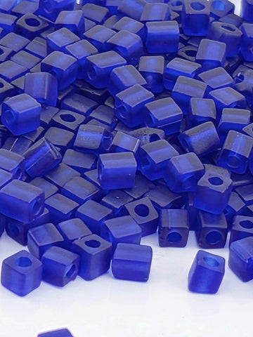 Miyuki Cobalt Blue Square Beads Matte Translucent (3mm, 15g)