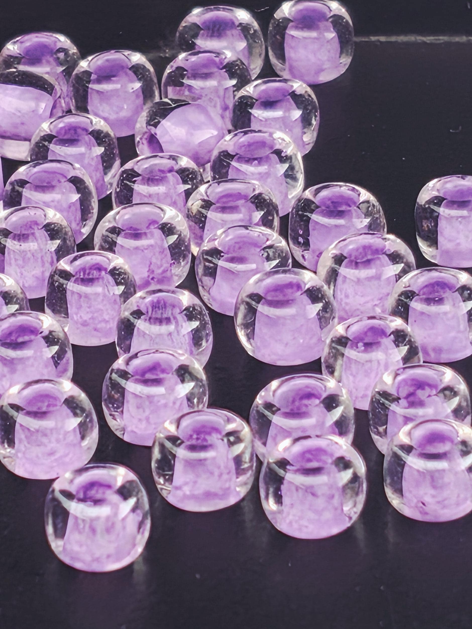 TOHO Round 3/0 Tube 2.5" : Inside-Color Crystal/Lilac-Lined