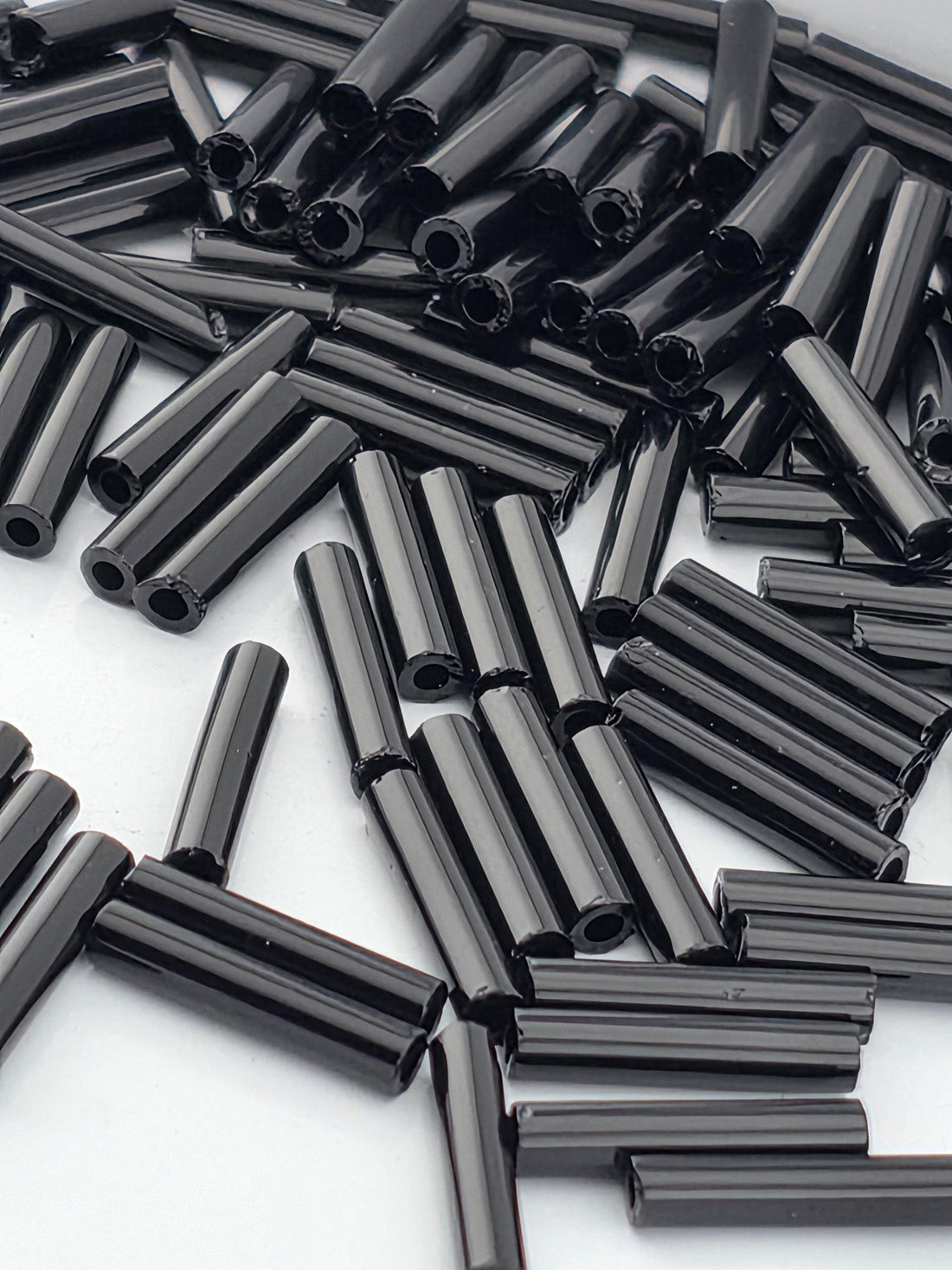 TOHO Bugle Beads #3, 9mm Opaque Jet | Glass | 2.5g Tube