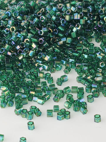 TOHO Hexagon 15/0 Tube 2.5" : Transparent-Rainbow Green Emerald