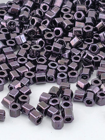 TOHO Hex 8/0 Metallic Amethyst Gun Metal 2.5 Tube