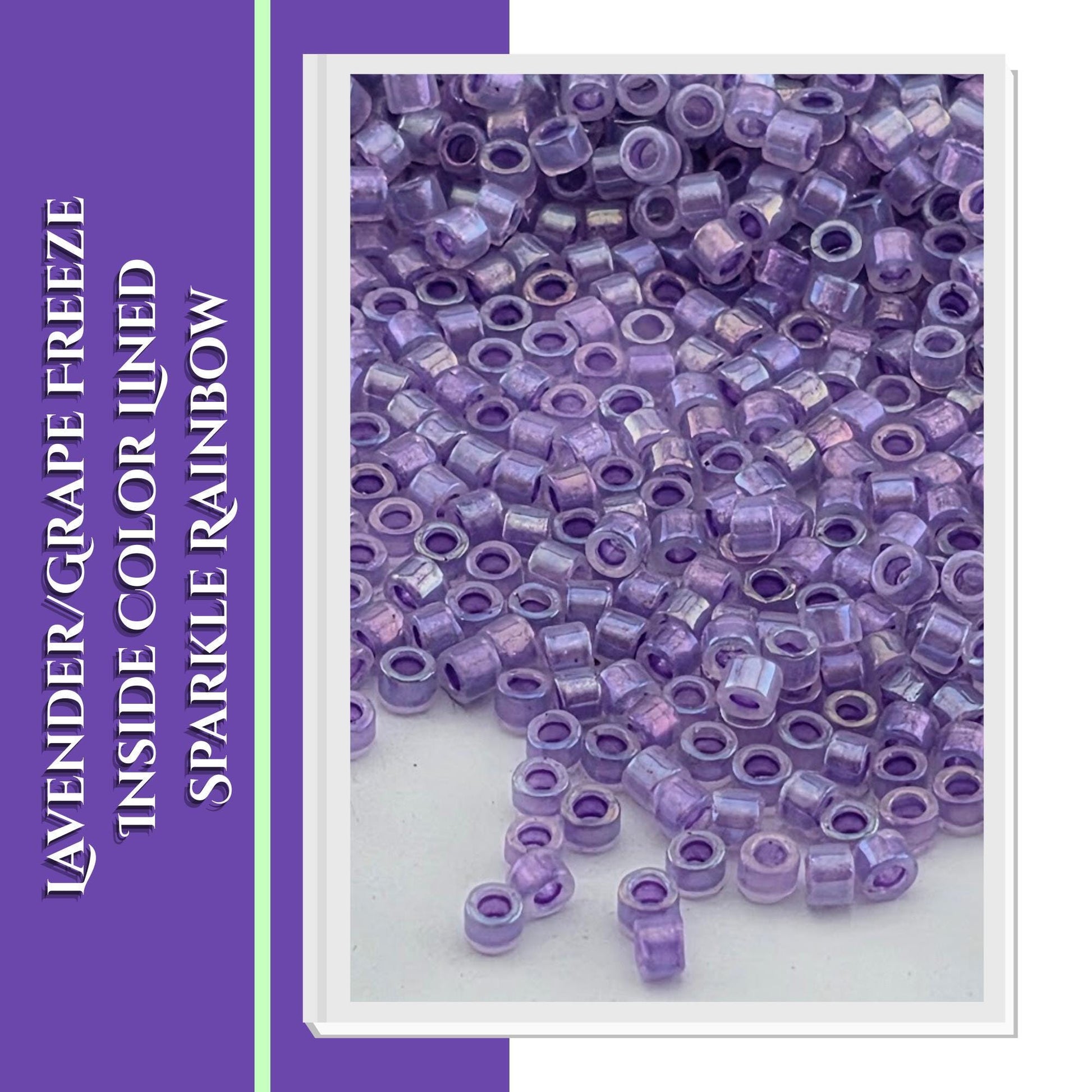 Miyuki Delica 11/0 Beads | Inside Color Lined Sparkle Rainbow | Individual 7g Tubes or Full Set of 11 | Frost Ice Cylinder Seed Beads