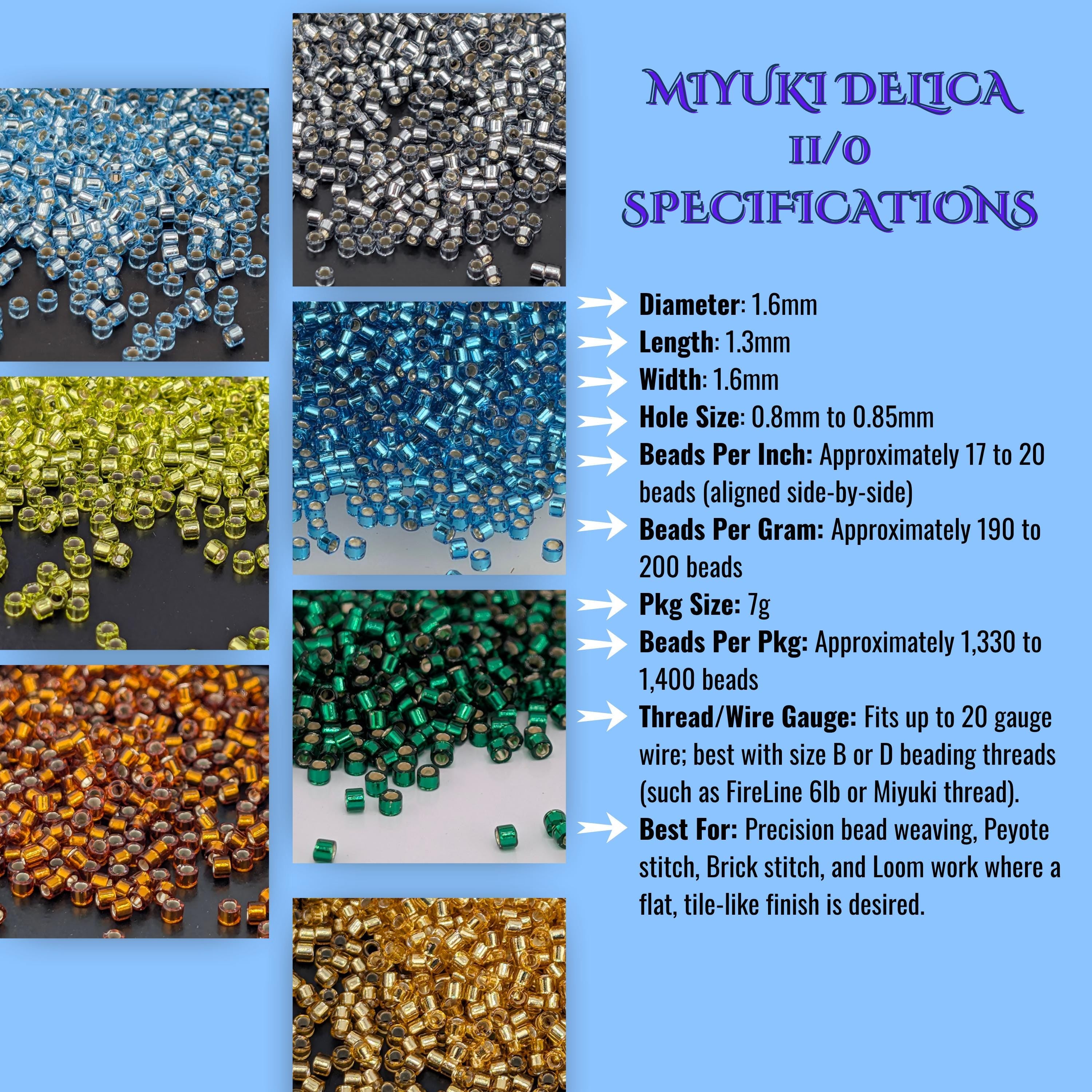 Miyuki Delica 11/0 Beads | Inside Color Lined Sparkle Rainbow | Individual 7g Tubes or Full Set of 11 | Frost Ice Cylinder Seed Beads