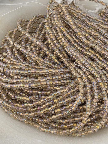 Translucent Crystal Bronze AB | Size 11 | Half-Hank (12" 6-String) | Preciosa-Ornela Glass Seed Beads