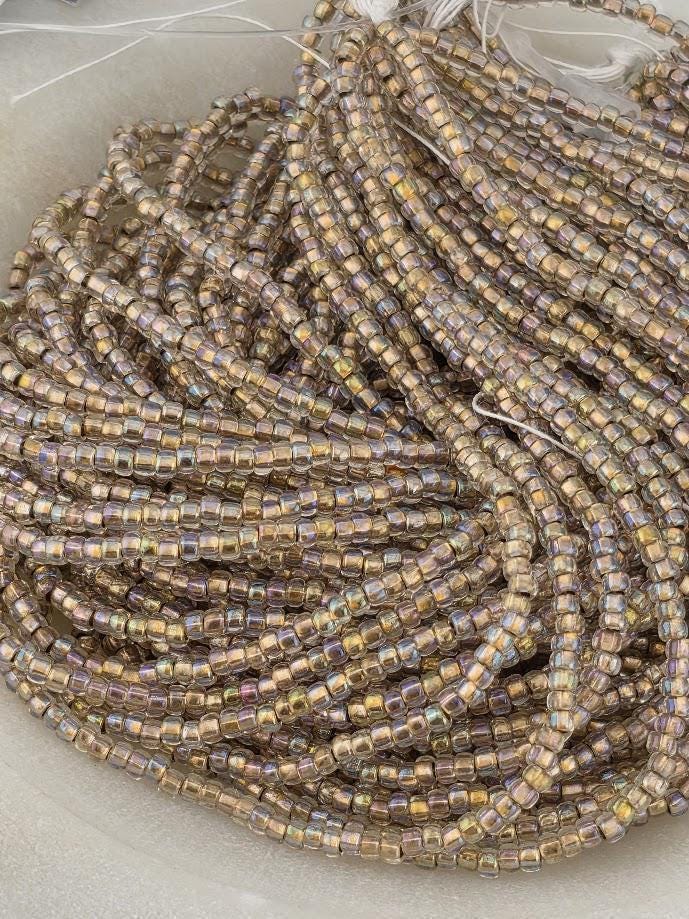 Translucent Crystal Bronze AB | Size 11 | Half-Hank (12" 6-String) | Preciosa-Ornela Glass Seed Beads