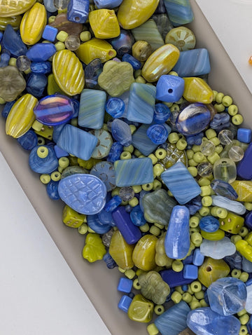 1 Czech Glass Bead Mix: Blueberry Limeade Palette (2oz Assortment)