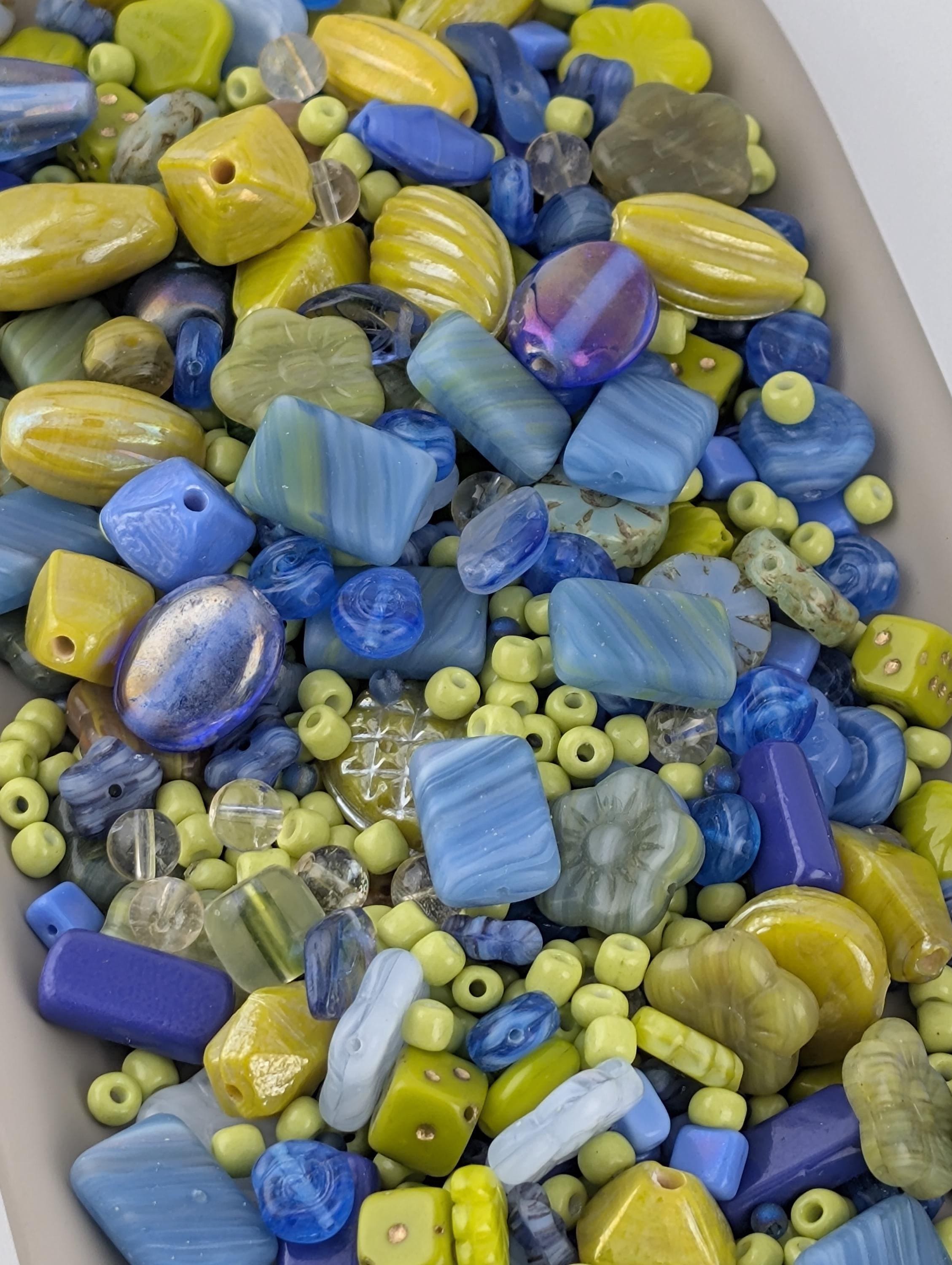 1 Czech Glass Bead Mix: Blueberry Limeade Palette (2oz Assortment)