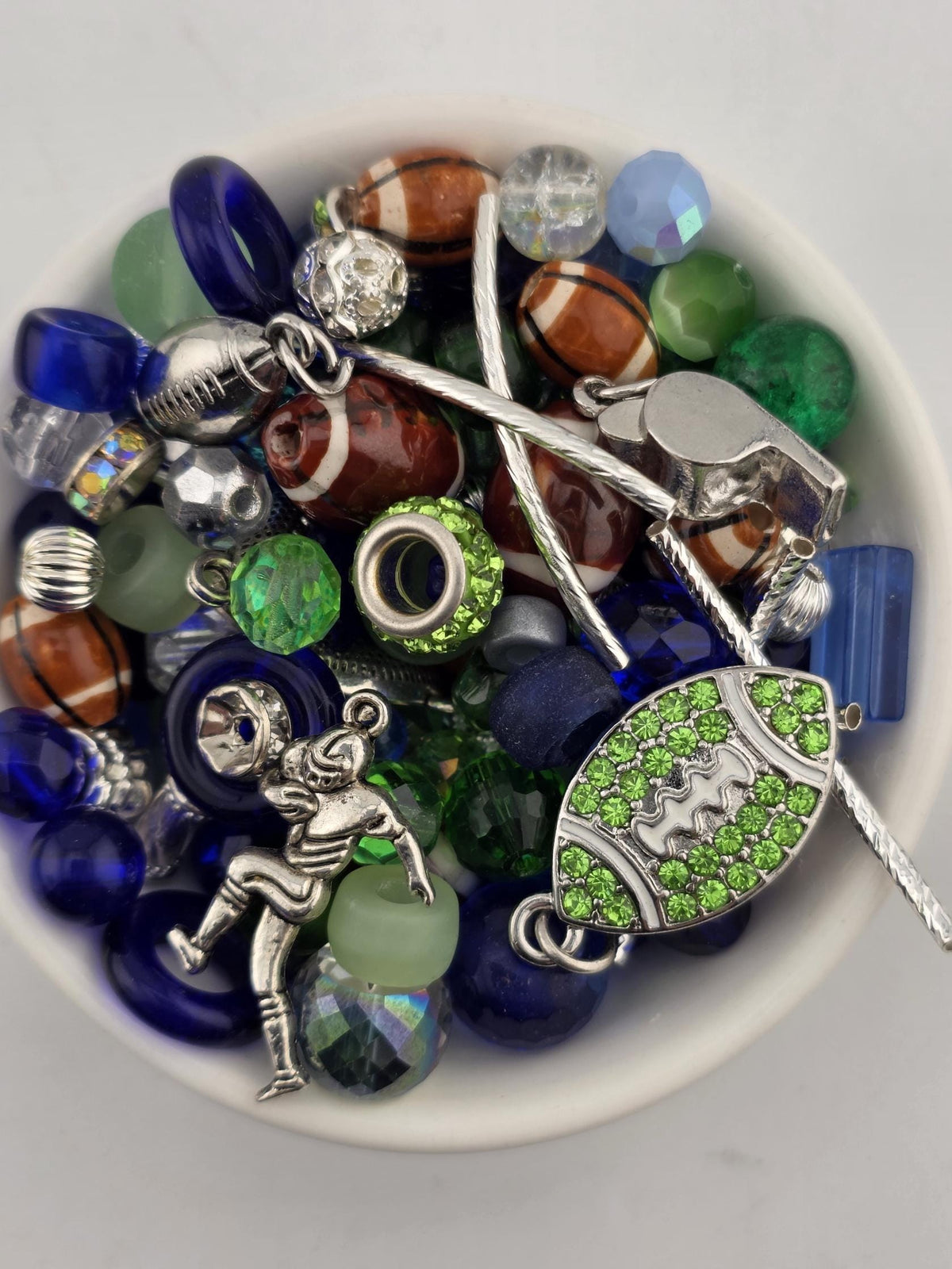 12th Strand Glass Beads, Mixed Green and Blue | Faceted Artisan Blend | 56g Jewelry Making