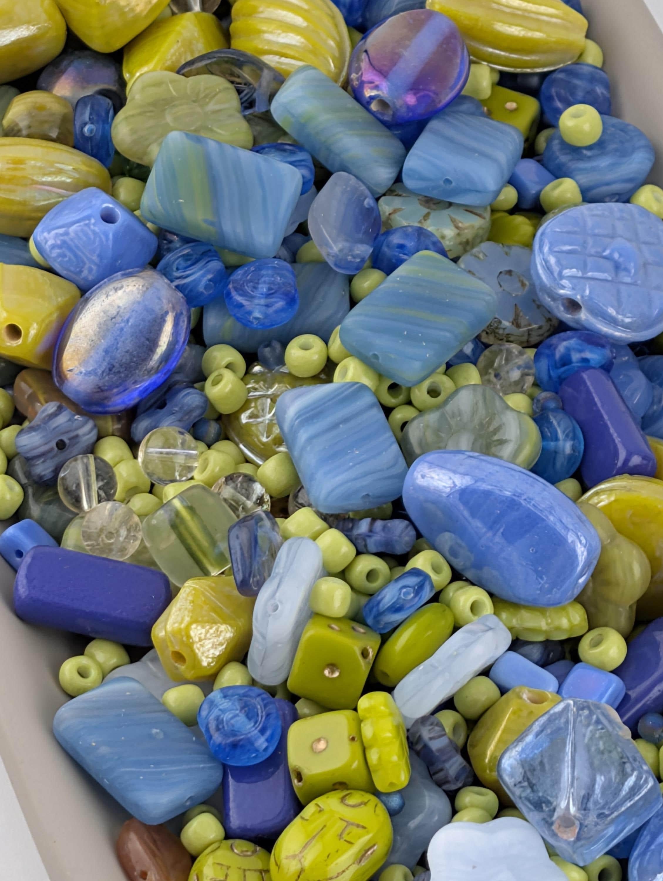 1 Czech Glass Bead Mix: Blueberry Limeade Palette (2oz Assortment)